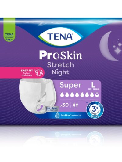 TENA Stretch ProSkin Super Night – majtki chłonne dla dorosłych, wysoka chłonność na noc - L, 30 sztuk